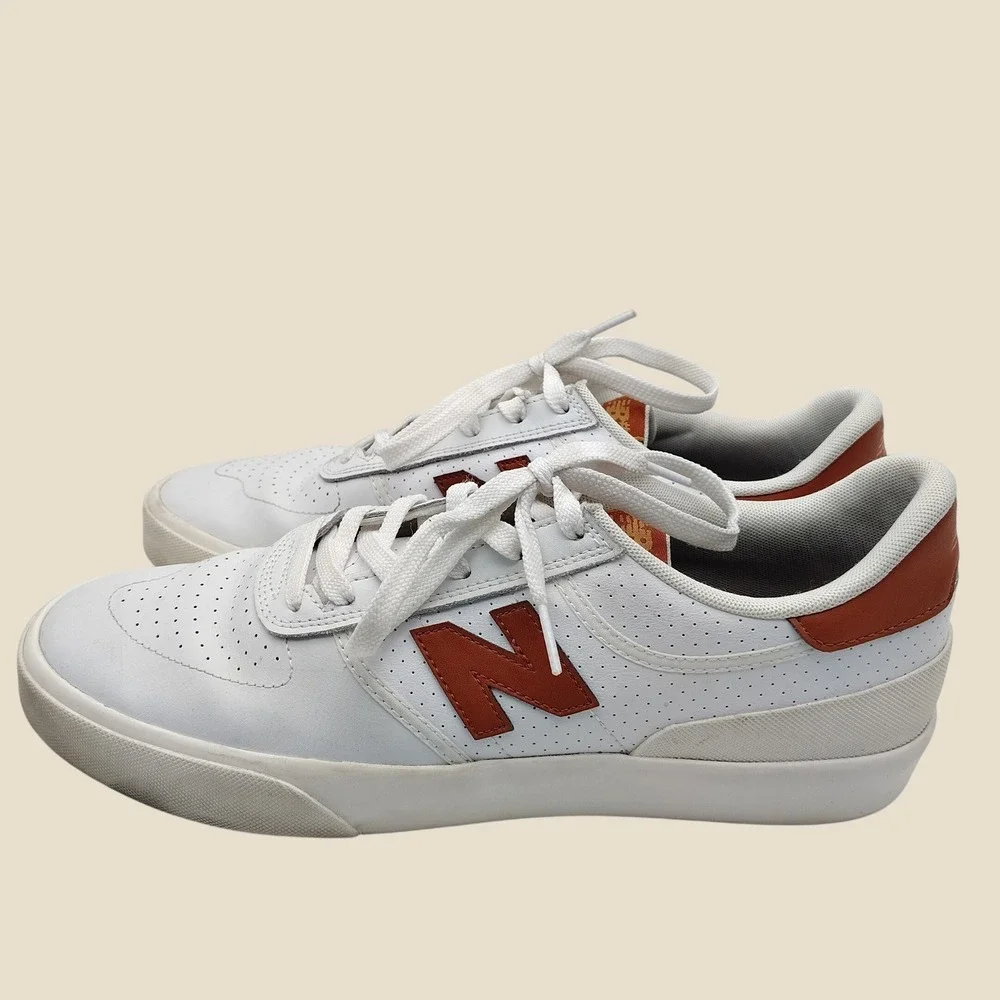 New Balance 272 Shoe Mens 10.5 Suede Leather Skate Low Top White and Brown